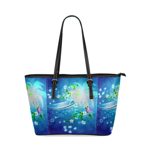 Water sport, surfing Leather Tote Bag/Large (Model 1640)