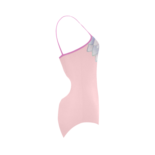 ornaments pink-blue Strap Swimsuit ( Model S05)