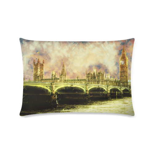 Abstract Golden Westminster Bridge in London Custom Rectangle Pillow Case 16"x24" (one side)