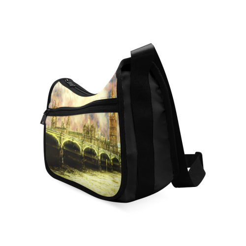 Abstract Golden Westminster Bridge in London Crossbody Bags (Model 1616)