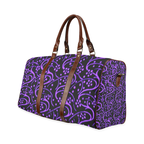 Vintage Swirl Floral Purple Black Waterproof Travel Bag/Small (Model 1639)