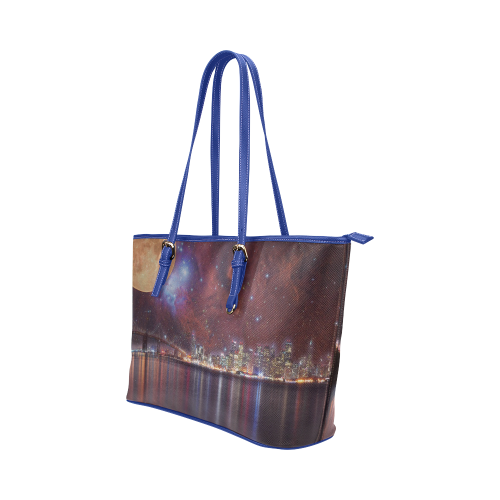 Strange Skies Leather Tote Bag/Large (Model 1651)