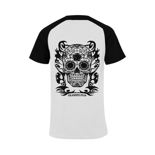 Skull Flower Tribal Men's Raglan T-shirt Big Size (USA Size) (Model T11)