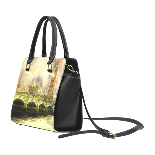 Abstract Golden Westminster Bridge in London Classic Shoulder Handbag (Model 1653)