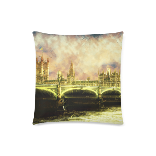 Abstract Golden Westminster Bridge in London Custom Zippered Pillow Case 18"x18" (one side)