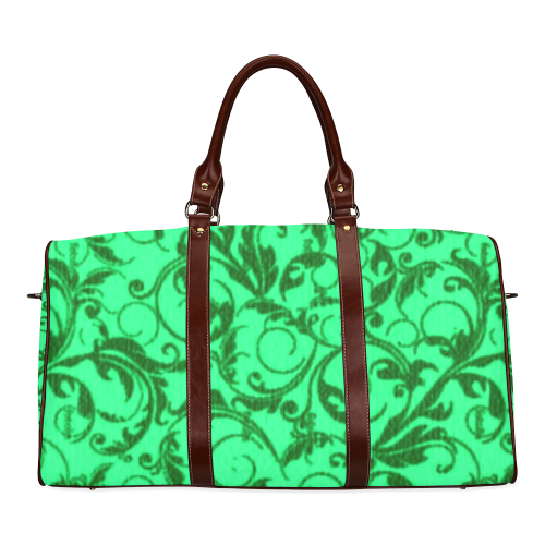 Vintage Swirls Green Waterproof Travel Bag/Small (Model 1639)