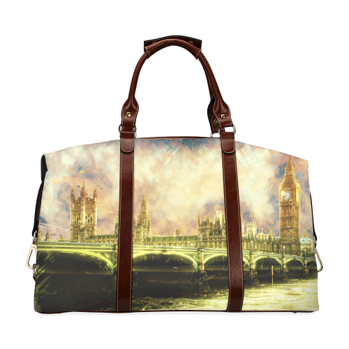 Abstract Golden Westminster Bridge in London Classic Travel Bag (Model 1643)