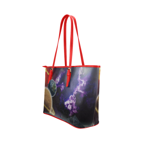 Strange Galaxy Leather Tote Bag/Small (Model 1651)