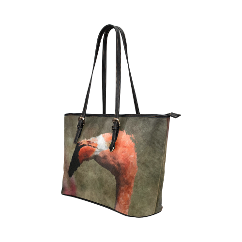 animal art studio 26516 flamingo Leather Tote Bag/Large (Model 1651)