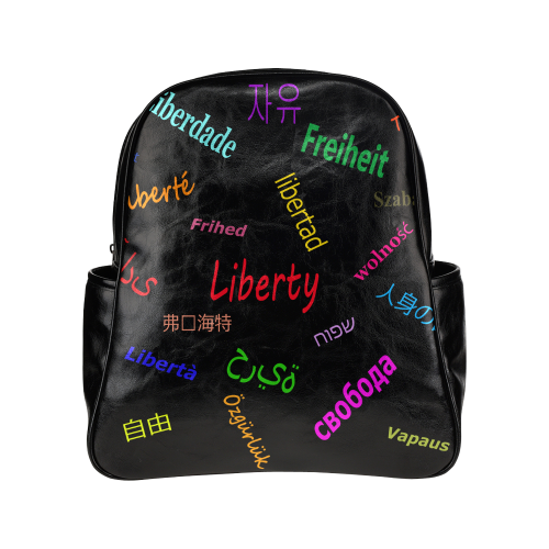 Freedom in several languages Multi-Pockets Backpack (Model 1636)