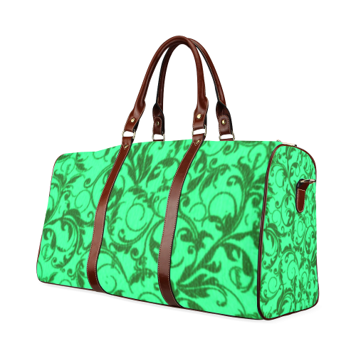 Vintage Swirls Green Waterproof Travel Bag/Small (Model 1639)