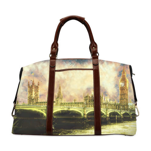 Abstract Golden Westminster Bridge in London Classic Travel Bag (Model 1643)