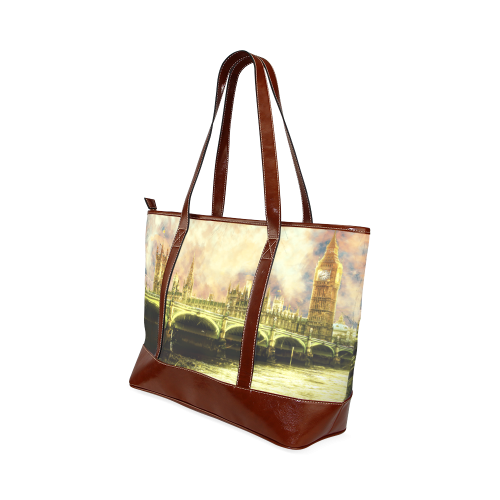 Abstract Golden Westminster Bridge in London Tote Handbag (Model 1642)