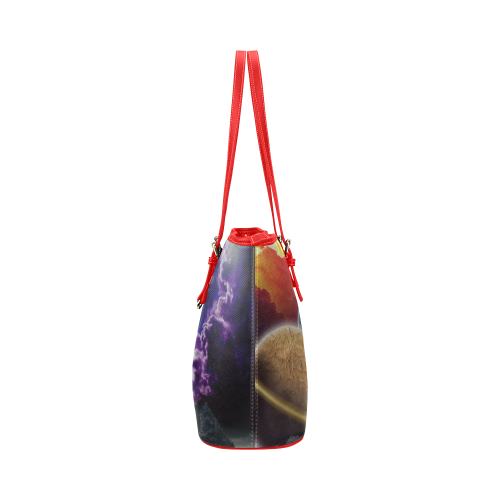 Strange Galaxy Leather Tote Bag/Small (Model 1651)