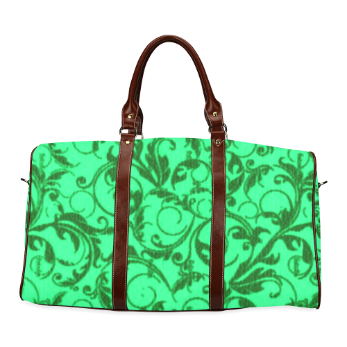 Vintage Swirls Green Waterproof Travel Bag/Small (Model 1639)