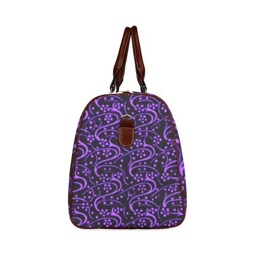 Vintage Swirl Floral Purple Black Waterproof Travel Bag/Small (Model 1639)
