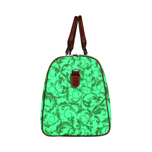 Vintage Swirls Green Waterproof Travel Bag/Small (Model 1639)