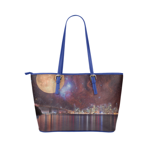 Strange Skies Leather Tote Bag/Large (Model 1651)