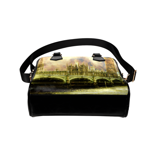 Abstract Golden Westminster Bridge in London Shoulder Handbag (Model 1634)