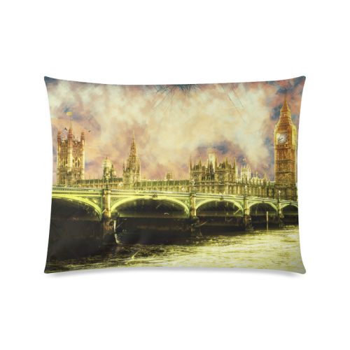Abstract Golden Westminster Bridge in London Custom Zippered Pillow Case 20"x26"(Twin Sides)