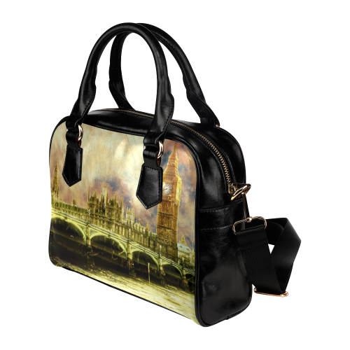 Abstract Golden Westminster Bridge in London Shoulder Handbag (Model 1634)