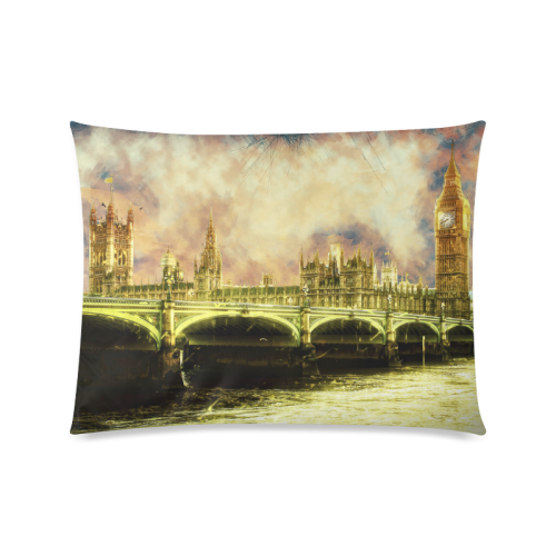 Abstract Golden Westminster Bridge in London Custom Picture Pillow Case 20"x26" (one side)