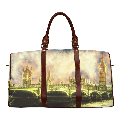 Abstract Golden Westminster Bridge in London Waterproof Travel Bag/Small (Model 1639)