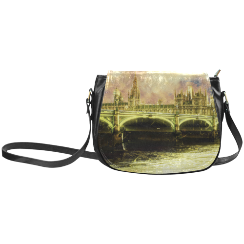 Abstract Golden Westminster Bridge in London Classic Saddle Bag/Large (Model 1648)