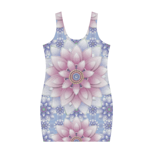 ornaments pink+blue Medea Vest Dress (Model D06)