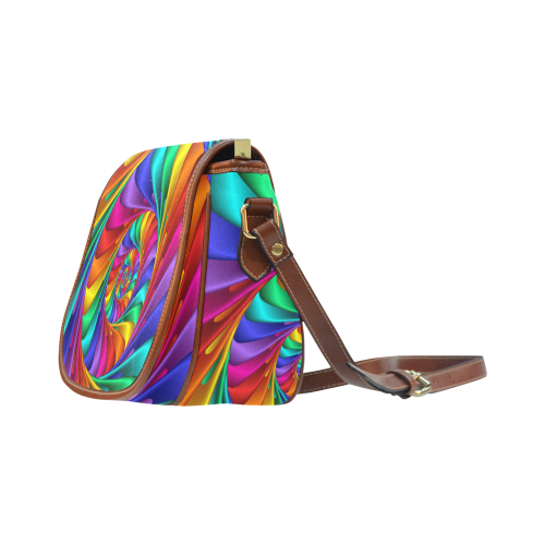 Psychedelic Rainbow Spiral Saddle Bag/Small (Model 1649) Full Customization