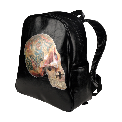 Colored Human Skull Multi-Pockets Backpack (Model 1636)