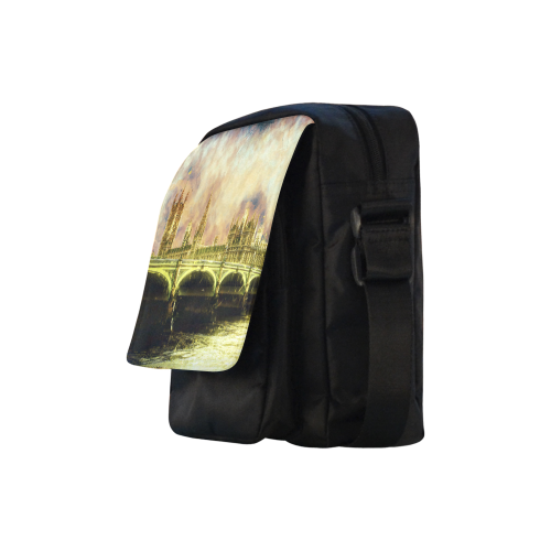 Abstract Golden Westminster Bridge in London Crossbody Nylon Bags (Model 1633)