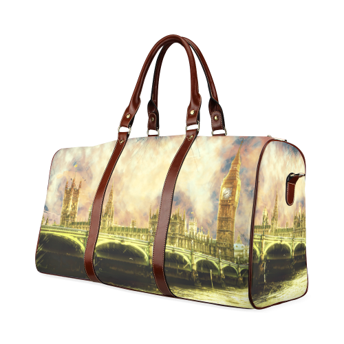 Abstract Golden Westminster Bridge in London Waterproof Travel Bag/Large (Model 1639)