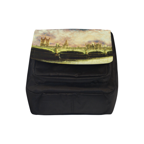 Abstract Golden Westminster Bridge in London Crossbody Nylon Bags (Model 1633)