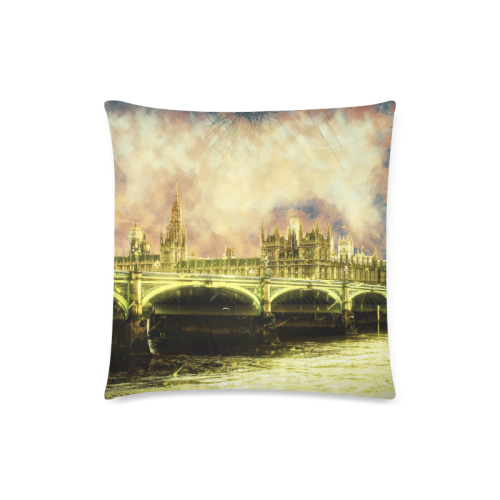Abstract Golden Westminster Bridge in London Custom Zippered Pillow Case 18"x18"(Twin Sides)