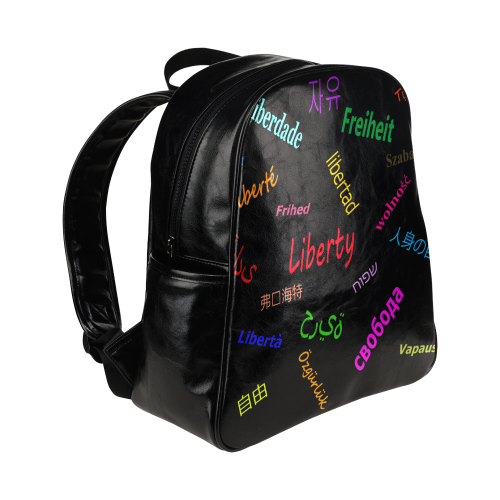 Freedom in several languages Multi-Pockets Backpack (Model 1636)