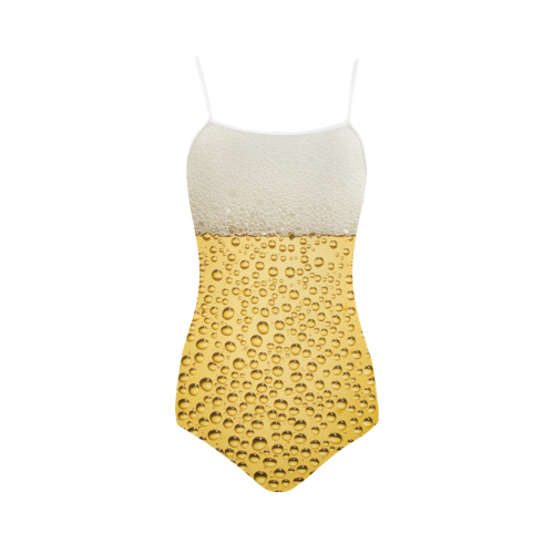 Close Up Beer Glass Novelty Strap Swimsuit ( Model S05)