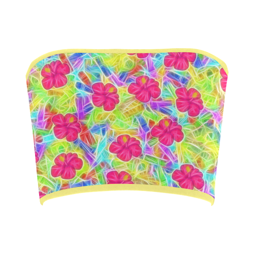 Pretty Pink Hawaiian Flowers Pattern Bandeau Top