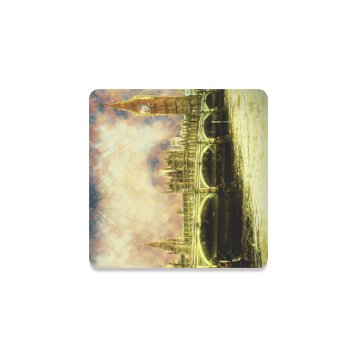 Abstract Golden Westminster Bridge in London Square Coaster