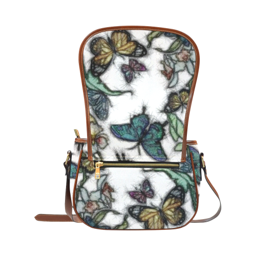 Butterflies and Flowers Saddle Bag/Large (Model 1649)