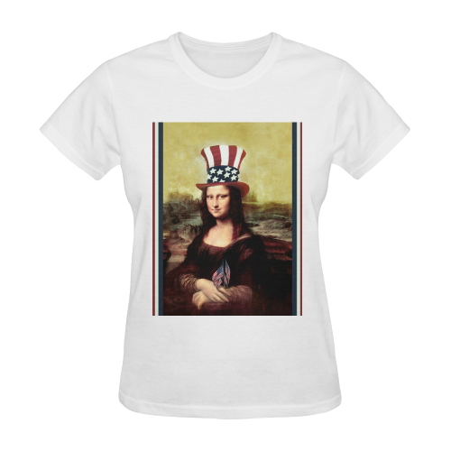 Patriotic Mona Lisa - 4th of July Sunny Women's T-shirt (Model T05)