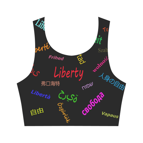 Freedom in several languages Women's Crop Top (Model T42)