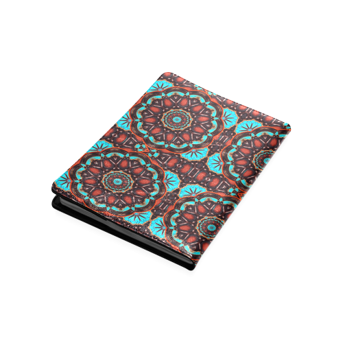 K172 Wood and Turquoise Abstract Pattern Custom NoteBook B5