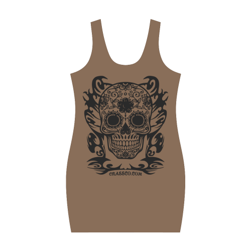 Skull Flowers Brown Medea Vest Dress (Model D06)