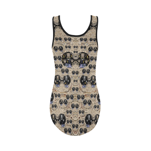 big cats and kittens in the night Vest One Piece Swimsuit (Model S04)