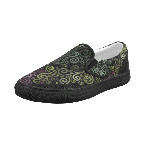 Psychedelic pastel Women's Slip-on Canvas Shoes (Model 019)