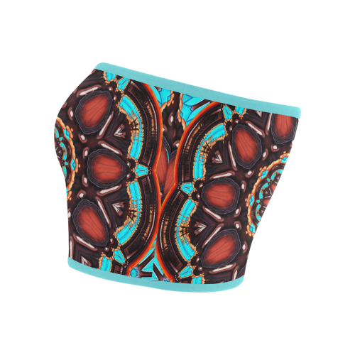 K172 Wood and Turquoise Abstract Bandeau Top