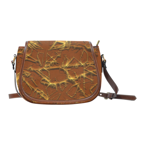 Thorny abstract,brown Saddle Bag/Small (Model 1649) Full Customization