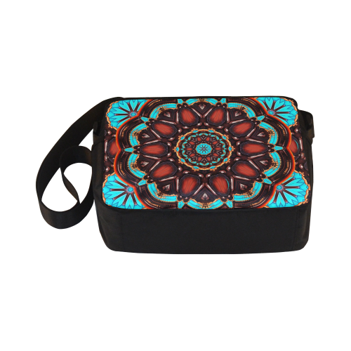 K172 Wood and Turquoise Abstract Classic Cross-body Nylon Bags (Model 1632)