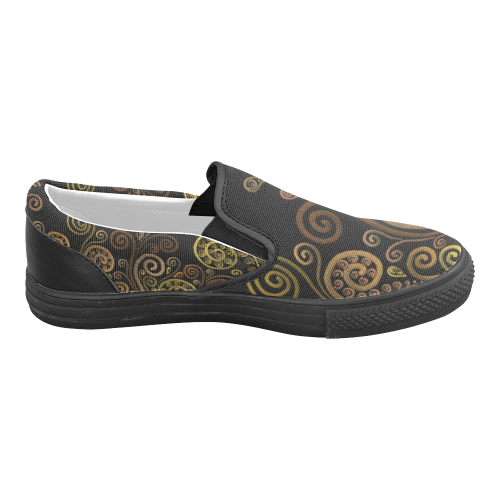 Orange spirals Women's Unusual Slip-on Canvas Shoes (Model 019)